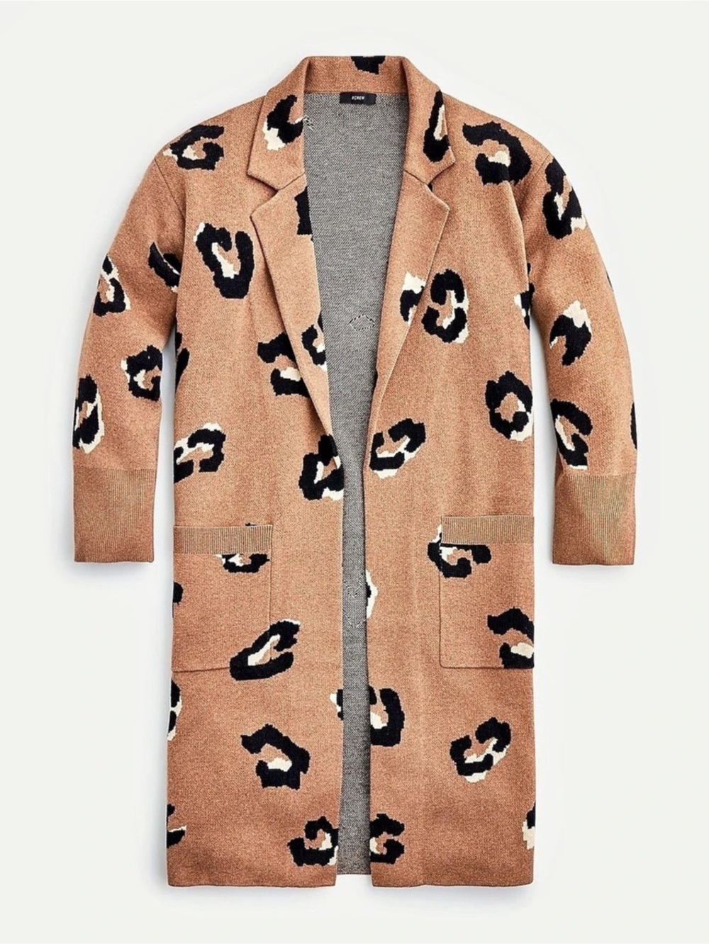 J.Crew Ella open-front long sweater-blazer in leopard